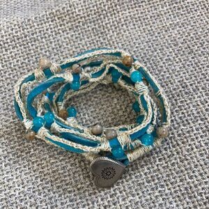 Vintage bead and leather crochet rope bracelet